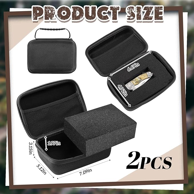 Relaxweex 2 Sets EVA Hard Case with Customizable Foam 7.1 x 4.7 x 3.1 Inch Protective EVA Carrying Case Shockproof Outdoor for Camera, Digital Products, Electronic Instruments with Knife, Black
