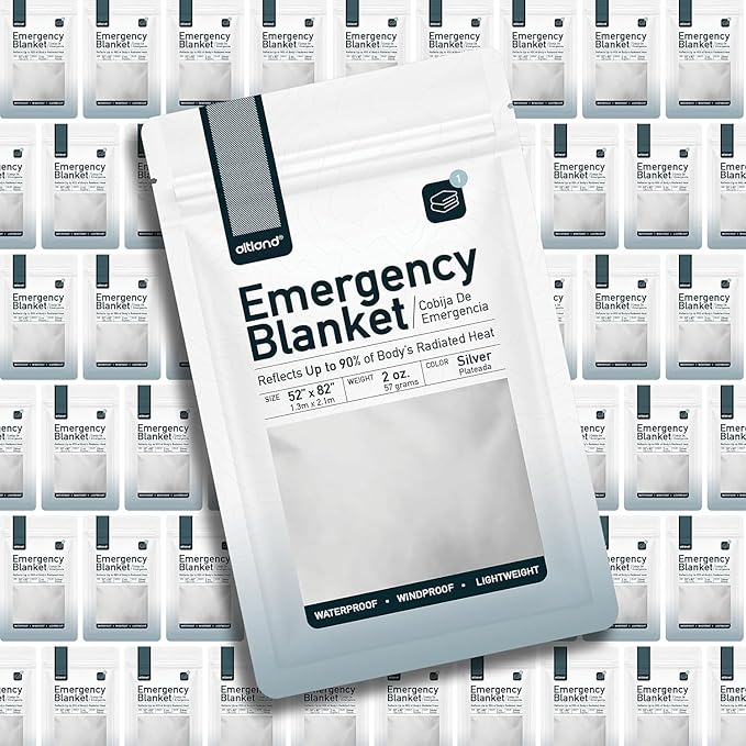 Altland 50 Pack of Emergency Blankets - Bulk Heat Reflective Blankets for Winter Survival Kits, Disaster Preparedness, Cold Weather Camping, and Homeless Care Packages