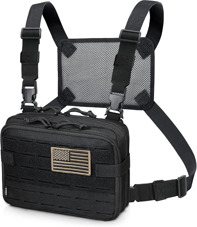 WYNEX Tactical Molle Admin Pouch of Double Layer Design, Admin Pouches Molle Attachment Military Medical EMT Organizer with Map Pocket EDC EMT Pack IFAK Tool Holder Universal U.S.A Patch Included
