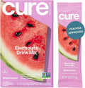 Cure Hydration | Plant-Based Electrolyte Drink Mix | No Added Sugar | FSA-HSA | Dehydration Relief Powder Made with Coconut Water | Non-GMO | Vegan | Box of 8 Packets - Watermelon