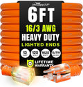 6ft Outdoor/Indoor Extension Cord 16/3 Gauge Heavy Duty 3 Prong SJTW, Waterproof, Flexible Cold-Resistant Long Power Cord,13A 125V 1625W, Orange by LifeSupplyUSA