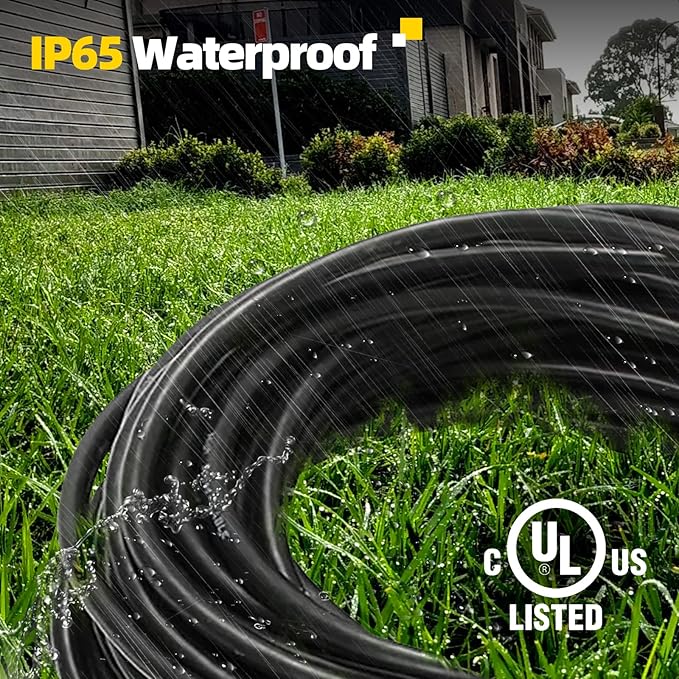 UL Listed Outdoor Extension Cord 2 Prong 25 FT Polarized Plug SJTW 16/2 Gauge 13 AMP 125V 1625W, Black Outdoor Extension Cord Waterproof, Flame & Cold Retardant,Water & Weather Resistant