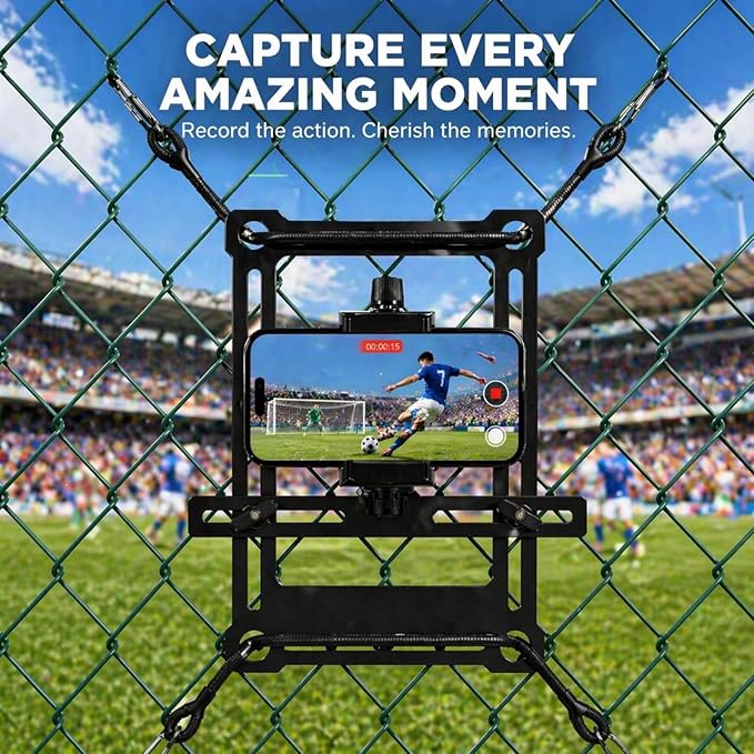 Fence Phone Mount for Baseball Games, Compatible with iPhone, GoPro, Mevo Start, and Cameras, Flexible, Durable, Ideal for Baseball, Softball, and Football Recording