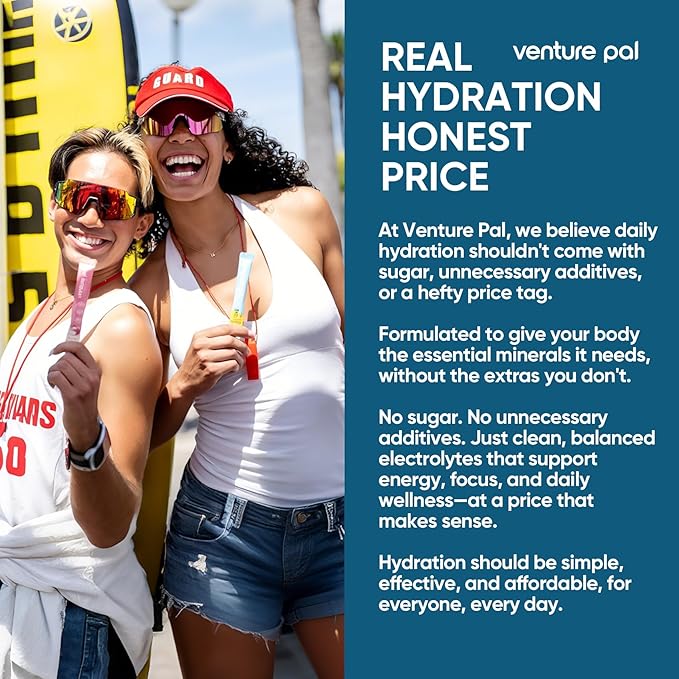 Venture Pal Sugar Free Electrolyte Powder Packets - Liquid Daily IV Hydration Packets | Electrolytes Drink Mix with 5 Vitamins & 7 Electrolytes | Keto Friendly | Non-GMO | Certified Vegan | 16 Sticks