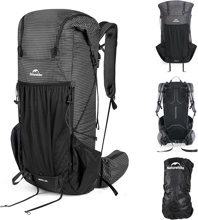Naturehike 30L Rock 2.0 Upgraded Internal Frame Hiking Backpack for Outdoor Camping Travel Backpacking, Ultralight Backpack for Adults(Black/M/30L)