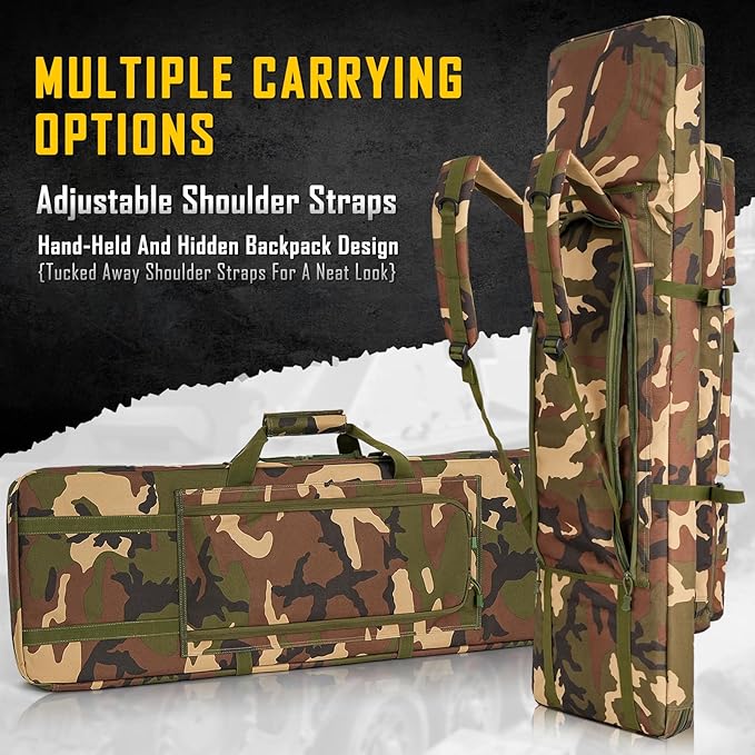 DULCE DOM 32/36/42/48/52 inch Double Rifle Case Soft Gun Bag for Rifles Pistols Storage & Transportation, All Around Shooting Range Tactical Backpack for Hunters Shooters, Gift for Boyfriend, Husband
