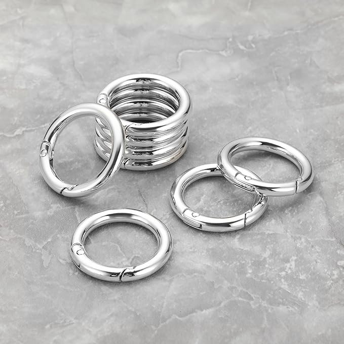 Gkeygo Key Ring Clip, 4/5 Inch Keychain Rings, 8 Pack Round Carabiner Clip for Keys, Buckle, Bags, Purses - Key Chain Hooks Replacement Keychains Lanyard DIY Crafts, Silver