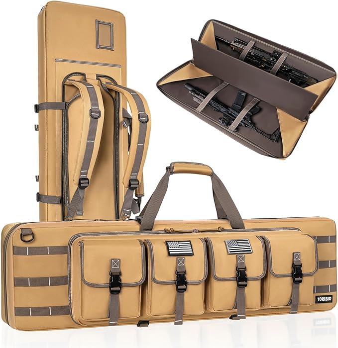 TORIBIO Double Rifle Case Soft Bag 32" 34" 36" 42" 46" 48'' 51“ 55” Gun Case Tactical for Rifle Firearm Storage, Transportation and Hunting Shooting Range, Rifle Backpack