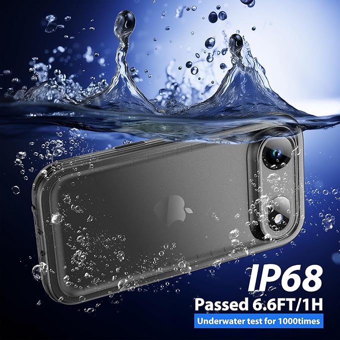 SPORTLINK for iPhone Air Case, IP68 Waterproof Military Protective Full Body Heavy Duty Shockproof 360 Sealed Dustproof with Camera Screen Protector Phone Cover for iPhone Air 6.5" Black