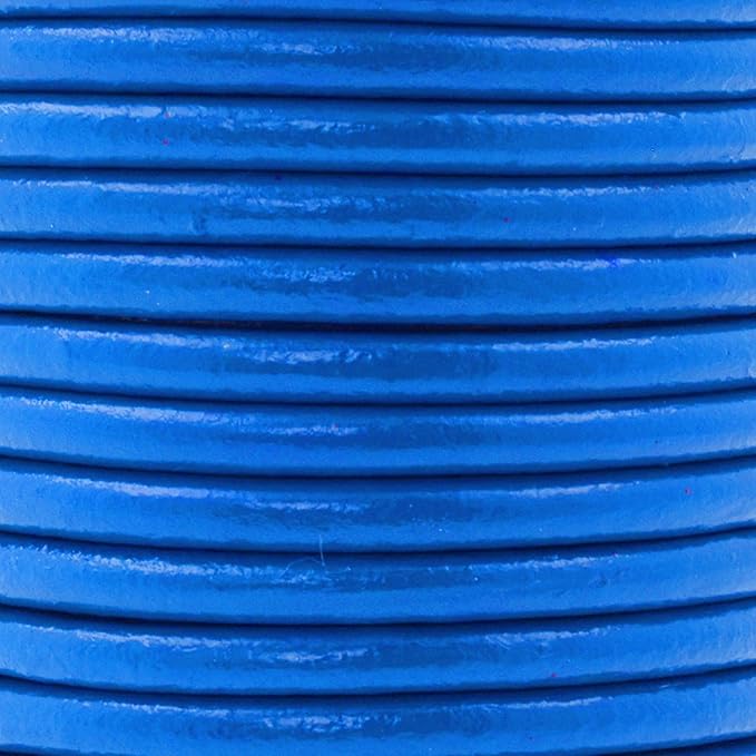 Mandala Crafts Round Genuine Blue Leather Cord for Jewelry Making – 4mm Cowhide Leather Rope String Lace for Kumihimo – 11 Yards Cowhide Craft Cording Spool