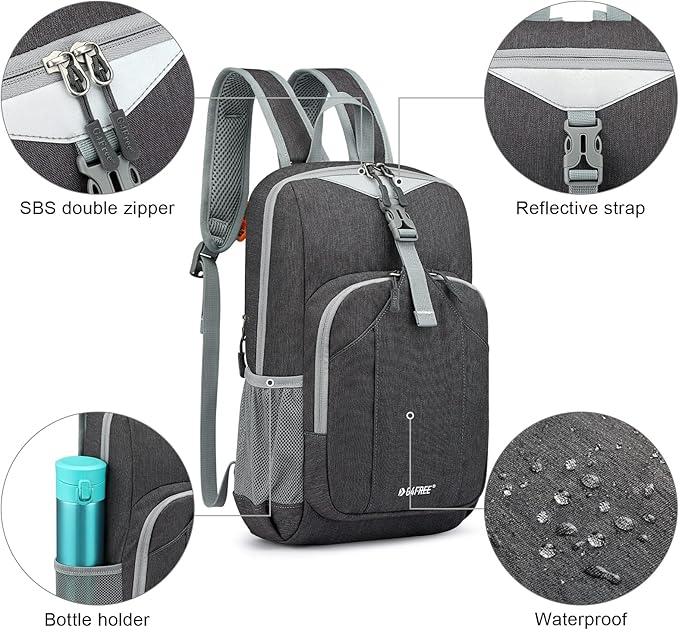 G4Free Mini 10L Hiking Daypack Small Hiking Backpack Cycling Compact Shoulder Backpack Outdoor for Men Women(Dark Grey)