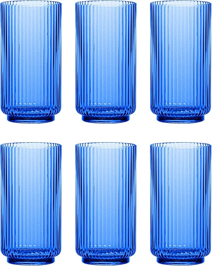 Abode Homewares Mesa 22 oz Durable Acrylic Jumbo Drinking Glasses, Shatter-Resistant and Dishwasher-Safe Indoor/Outdoor Drinkware for Water, Iced Tea, Juice, and Cocktails - Cobalt Blue - Set of 6