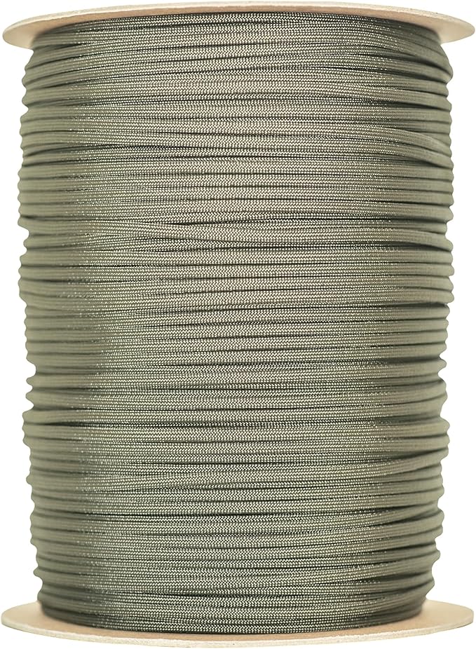 The Paracord Store | Type III 550 Paracord - 1000 FT Spool, Khaki | Heavy Duty 7 Strand Tactical Paracord - USA Made Nylon Outdoor Parachute Cord for Camping, Fishing & More - Survival Cord