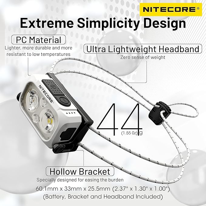 Nitecore NU21 360 Lumen Ultra Lightweight Outdoor Headlamp Dual Beam USB-C Rechargeable Headlight Tag (Black)