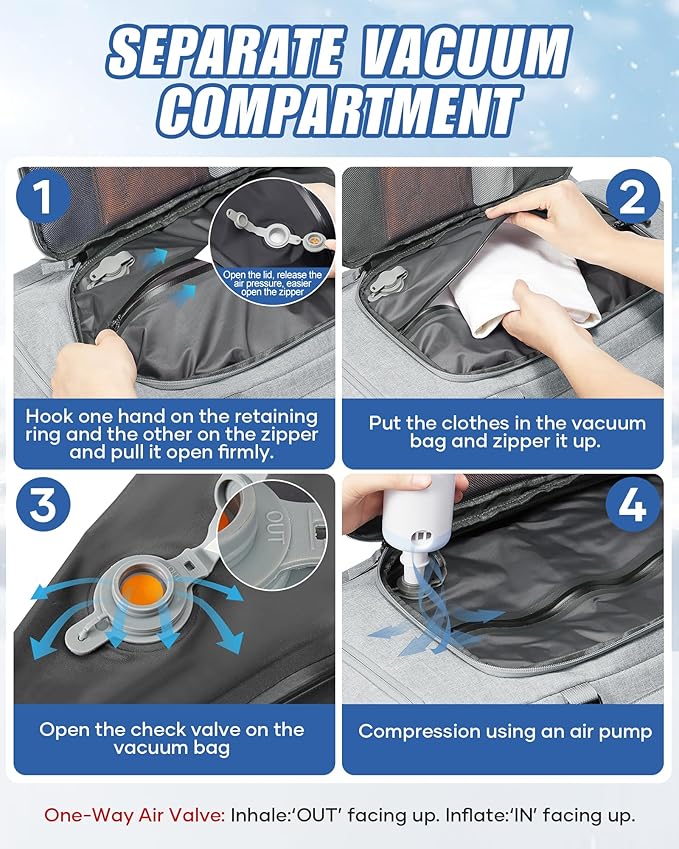 Ski Boot Bag Backpack for Helmet,70L Waterproof Vacuum Backpack Travel,Goggles, Gloves, Skis, Snowboard & Accessories,Snowboard Bag,Grey