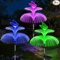 Weepong Solar Garden Lights Waterproof 3 Pack Solar Lights Outdoor Decorative 7 Color Changing Double Jellyfish and Butterfly Flower Garden Decor Yard Christmas Pool Outdoor, Gifts for Mother's Women