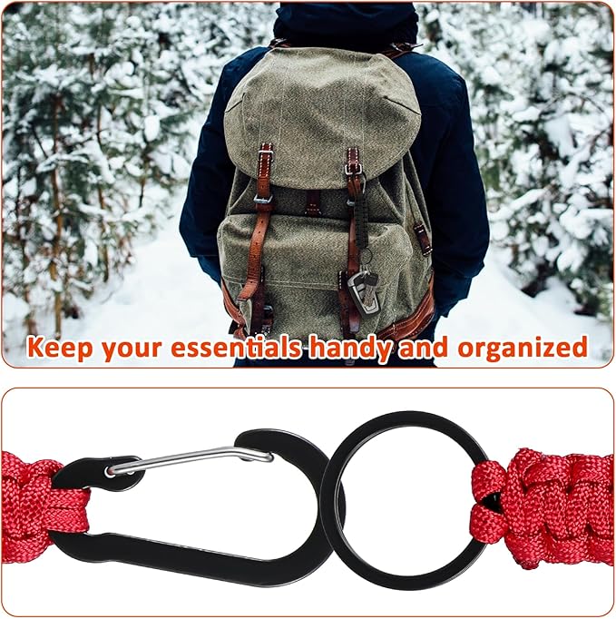 Mabor 2 Pcs Key Chain Hanger Heavy Duty Clips Keychain with Ring Paracord Key Chains Strap Accessories for Backpack Outdoor Men Women(Navy Blue, Red)