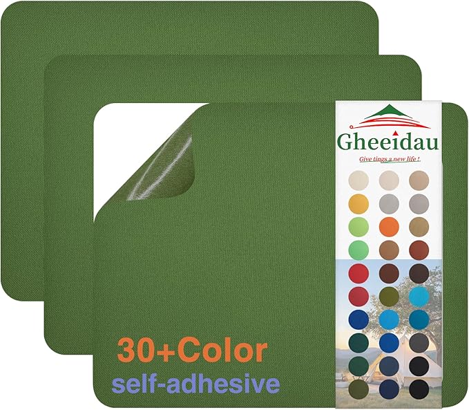 Gheeidau Canvas Repair Patch 9×11 Inch 3Pcs Waterproof Self-Adhesive Fabric Repair Patch for Tents,Boat Cover,Pop Up Canopy,Patio,Bags,Car Seats,Sofas,Furniture Cover(Army Green)
