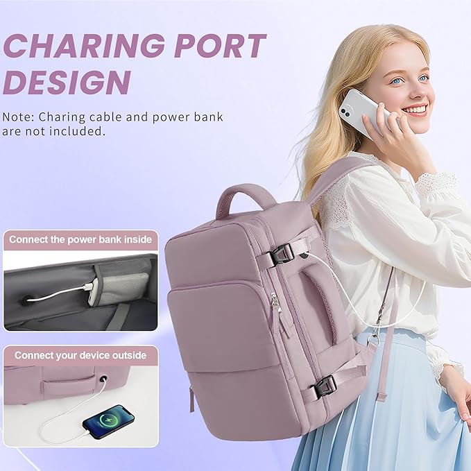 Sinaliy Travel laptop Backpack for Women, Personal Item Size Flight Approved, 16 Inch Laptop Bag with Multi-Pockets, College Computer Bag, Waterproof Carry On Backpack Casual Daypack Backpack