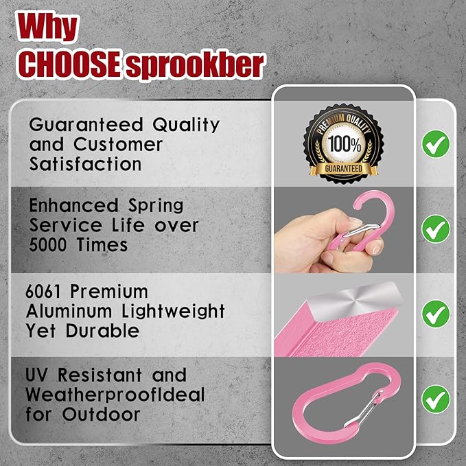 sprookber 2" Small Carabiner Clip, D Ring Caribeener, Spring Snap Hook for Keychain Multipurpose, Set of 20