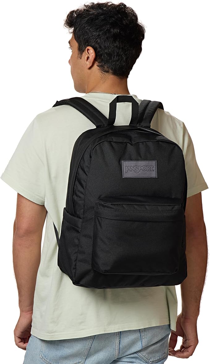 JanSport SuperBreak Plus Backpack with Padded 15-inch Laptop Sleeve and Integrated Bottle Pocket - Spacious and Durable Daypack for Work and Travel - Monochrome Black