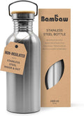 Bambaw Stainless Steel Water Bottles 32 oz, Non-insulated Single Wall Metal Water Bottle Stainless Steel, Reusable & Eco Friendly, Dishwasher Safe – Silver | Non-insulated, Single Wall, Metal Water Bottle, Reusable, Eco Friendly, Dishwasher Safe