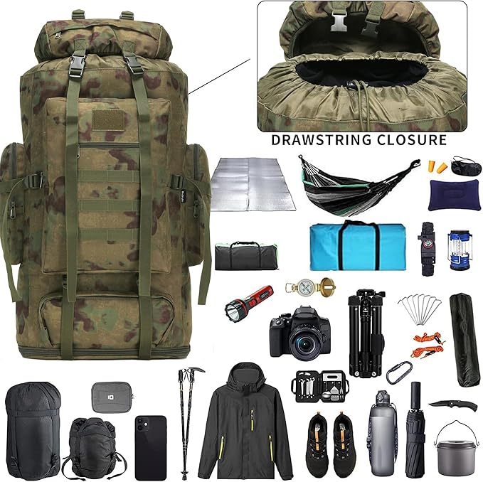 Hiking Backpack for Men 70L/100L Camping Backpack Military Rucksack Molle 3 Days Assault Pack for Climbing | Camping Backpack, 3 Days Assault Pack, for Climbing