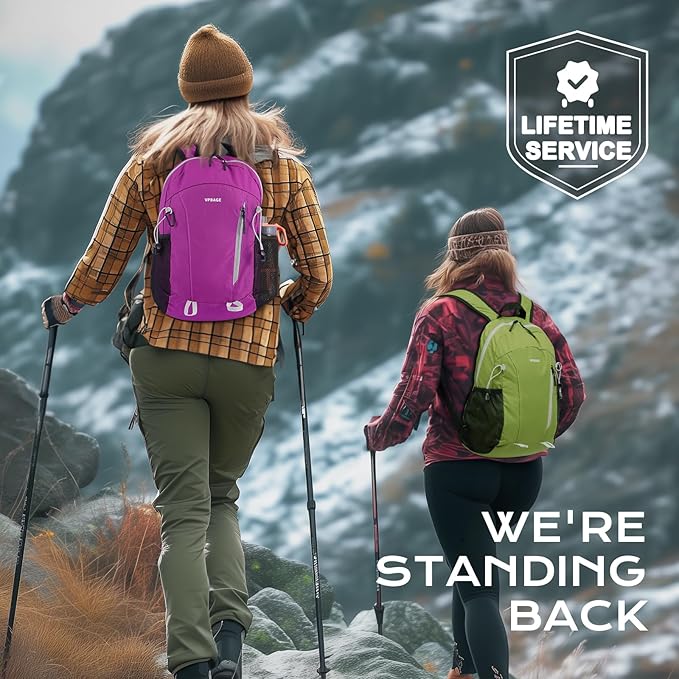 VPBAGE 15L Water-resistant Hiking Daypack for Women, Small Backpack Travel Outdoor, Lightweight Day Pack with Tool Loops