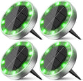 Peasur Mini Solar Ground Lights Outdoor, 4 Pack Flat Solar Powered Disc Lights, IP68 Waterproof, Anti-Rust, Landscape Lighting for Pathway Garden Yard Lawn Walkway Landscape Driveway, Green