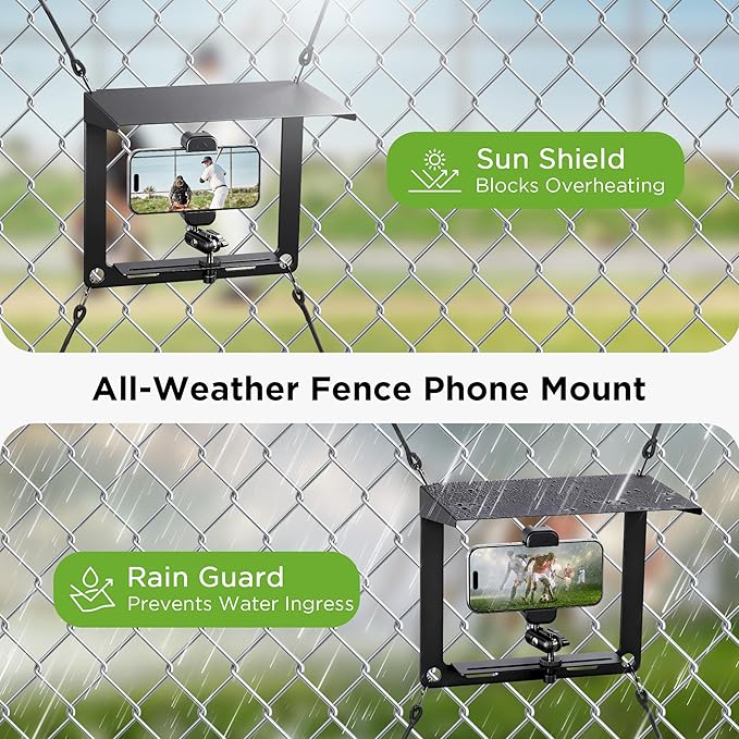 InnoGear Fence Mount for Phone, Flexible Cell Phone Fence Mount with Shade Live Sports Streaming Kit with Swivel Head for Mevo Start, Phones, GoPro and Other Action Cameras, Baseball Games Tennis