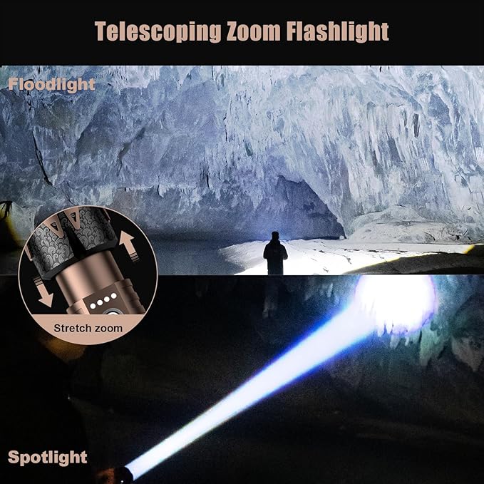 SKYFIRE Rechargeable Flashlight,5000 Super Bright Tactical Flashlights High Lumens Zoomable,6Modes,Waterproof LED Flash Light for Camping Essentials Outdoor&Home Emergency-Upgraded