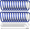 2.4" 24pcs Small Carabiner Clip Keychain, Aluminum D Ring Shape Clips with Keyring Keychain Hook