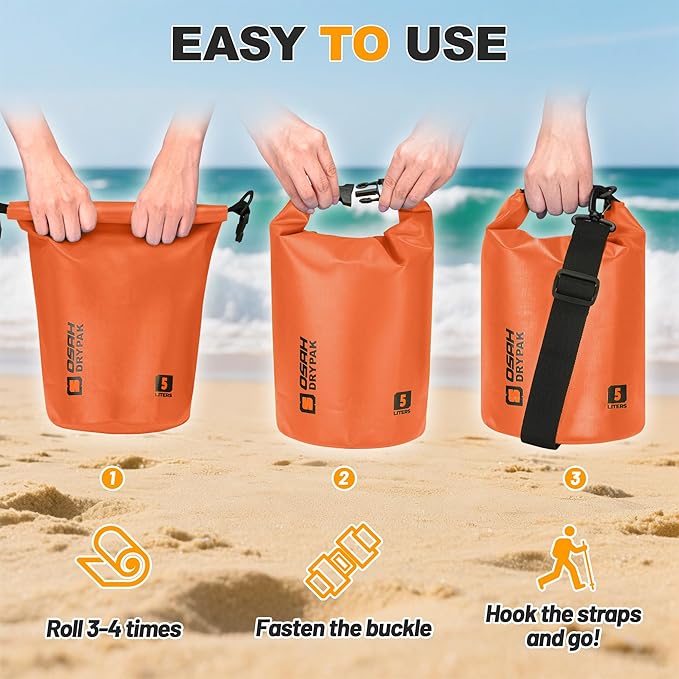 Waterproof Dry Bag, 5L/10L/20L/30L/40L Roll Top Lightweight Storage Backpack with Phone Case for Women & Men, Floating Waterproof Sack for Travel, Swimming, Kayaking, Paddle Board, Camping & Beach