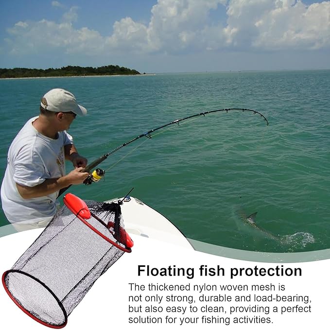 Fish Basket – 25x30cm/25x60cm/25x90cm Nylon, Portable Net Pen, Live Catch System | Perfect for Bank Fishing Activities, Boat Side Storage, Bait Preservation Needs, Outdoor Sports Gear