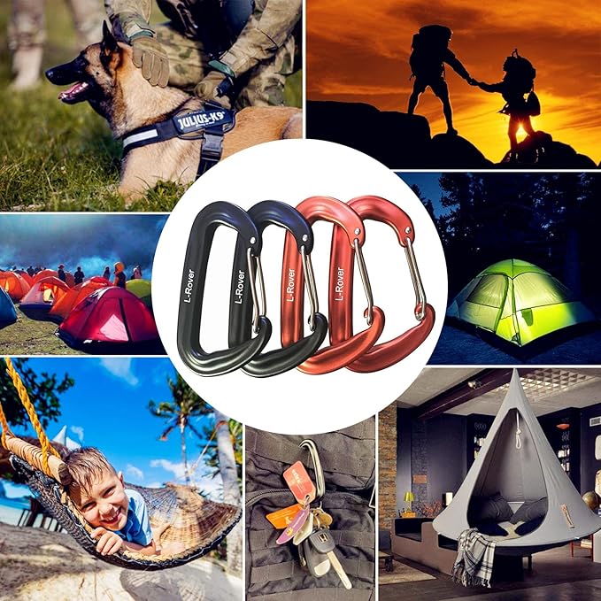L-Rover Carabiner,12KN Lightweight Heavy Duty Carabiner Clips,Aluminium Wiregate Caribeaners for Hammocks,Camping, Key Chains, Outdoor and Gym etc,Hiking & Utility