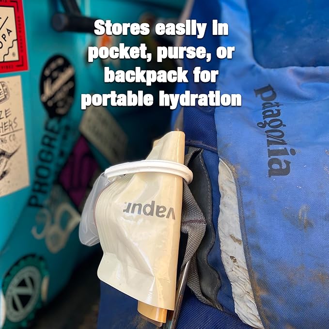 Vapur Collapsible Water Bottle With Carabiner, Compact Bottle Folds Flat For Hydration On The Go, Ideal for Traveling, Hiking or Camping, 34 Ounce, Blue, Pack of 1