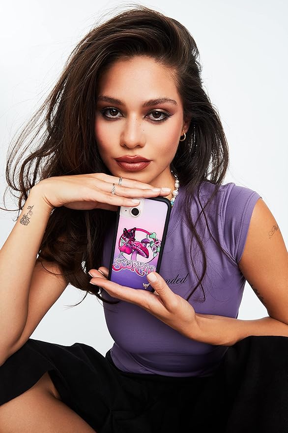 Wildflower Cases - Compatible with iPhone 13 Pro| Protective Black Bumper, 6.5ft Drop Test Certified, Women Owned Small Business | Trendy Zodiac Purple Mushroom Fairy Green | Scorpio