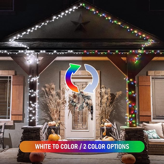 JMEXSUSS 2 Pack Solar String Lights Outdoor Waterproof, Total 400 LED 151FT Solar Christmas Lights Outdoor, 8 Modes Christmas Light for Outside Patio Yard Tree Decorations, White to Multicolor