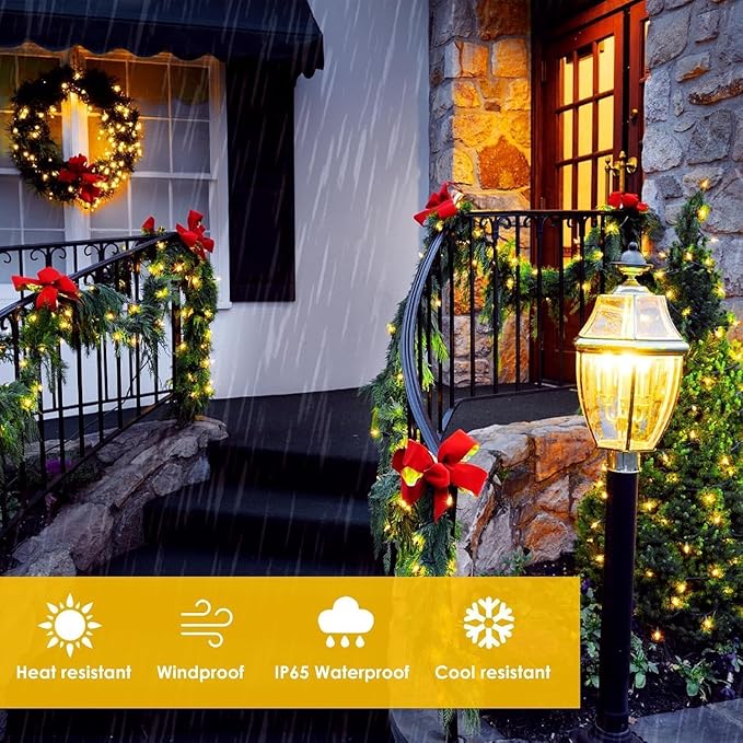 Extra-Long Solar String Lights for Outside, 4 Pack 400LED Solar Fairy Lights Outdoor Waterproof, Copper Wire with 8 Modes Solar Twinkle Lights for Tree Garden Party Patio Xmas Decor (Warm White)