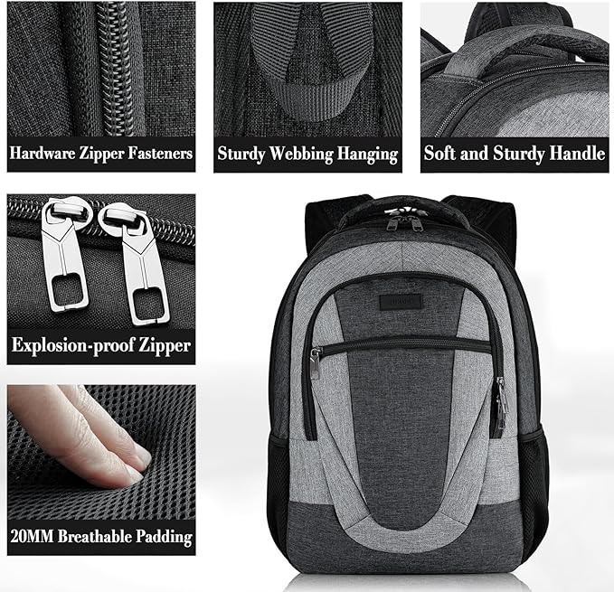 BIKROD Travel Laptop Backpack Men, School Backpacks for College Teen Boys Water Resistant Back Pack, Business Anti Theft Slim Sturdy Computer Bag Gifts Fits 15.6 Inch Laptop