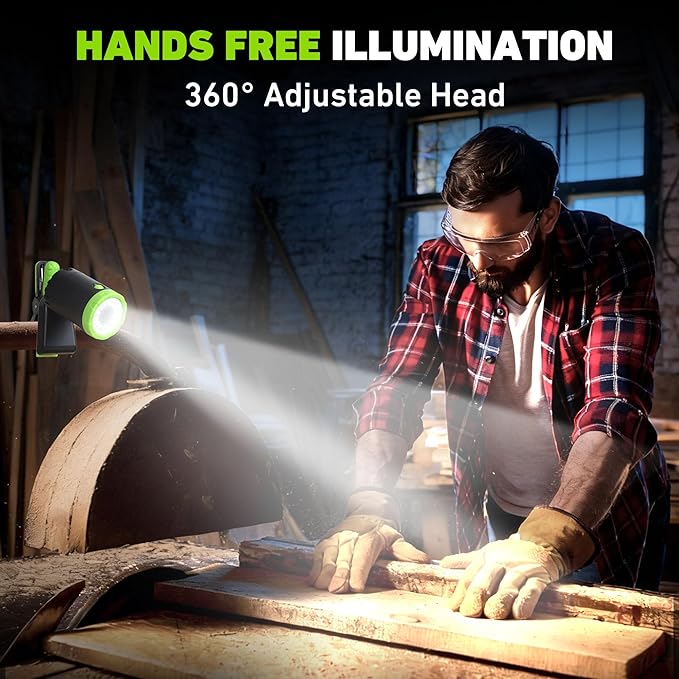 4-Pack Rechargeable LED Work Lights, 360-Degree Adjustable Spotlights with Magnetic Base, Clamp Lights for Barbecue, Workshop, Construction Site, Car Repairing and Home Using