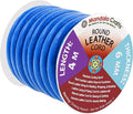 Mandala Crafts Round Genuine Blue Leather Cord for Jewelry Making – 6mm Cowhide Leather Rope String Lace for Kumihimo – 4.4 Yards Cowhide Craft Cording Spool