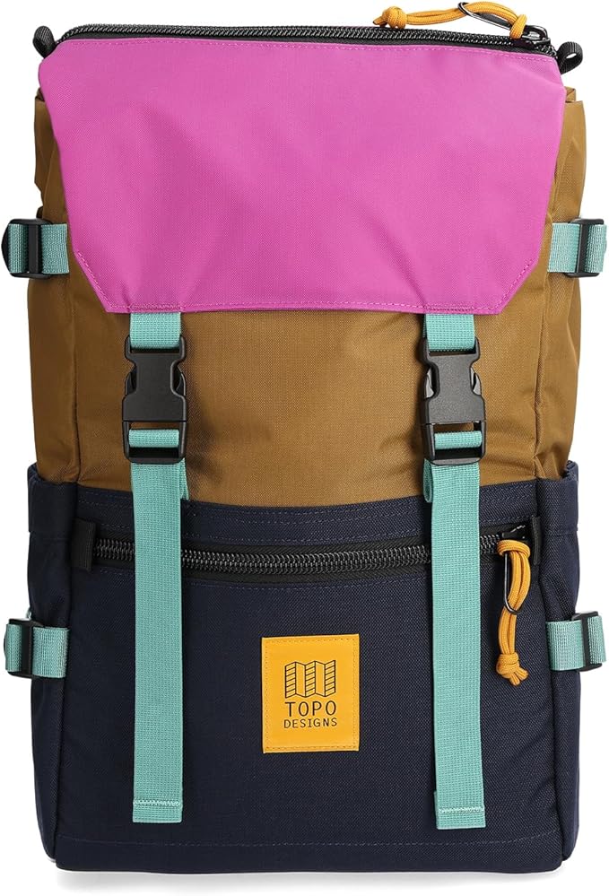 Topo Designs Rover Pack Classic - Daily Daypack for Commutes, Day Trips, Hikes, Iconic Denver Design, PFAS-Free, Fair Trade, BlueSign Backpack (Dark Khaki/Navy)
