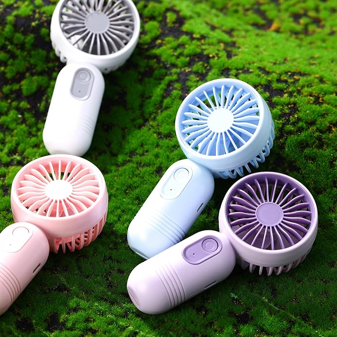 Rossesay 6 Pcs Mini Portable Fan Bulk Cute Handheld Lightweight Small Little Personal Hand Eyelash Fan 3 Speeds USB Rechargeable for Women Men Indoor Outdoor Makeup Travel (Black and White)