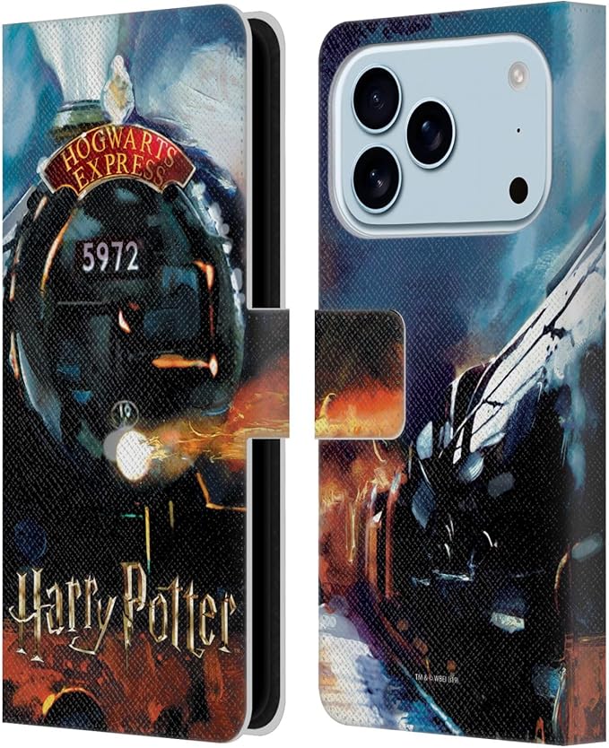 Head Case Designs Officially Licensed Harry Potter Hogwarts Express Prisoner of Azkaban II Leather Wallet Case Compatible with Apple iPhone 17 Pro