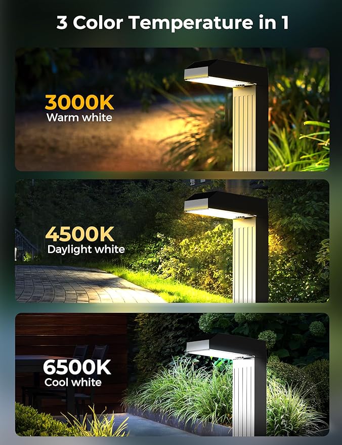 COXSENI Solar Pathway Lights Outdoor 6 Pack, 3 Color in 1 Bright Landscape Lighting with Cool/Warm/Daylight White Modes, Auto On/Off, IP65 Waterproof for Yard Garden Patio Walkway Sidewalk Lawn Decor