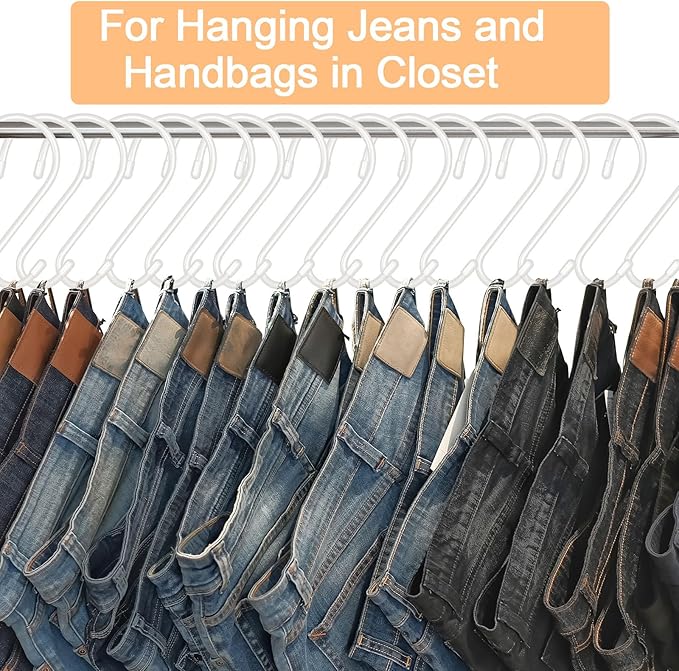 DINGEE 12 Pack 6 Inch S Hooks,Large S Hook Vinyl Coated Heavy Duty S Hook for Hanging, Non Slip S Hanger Closet Hooks, Steel Metal White Rubber S Hooks for Hanging Plants,Clothes,Jeans,Pot Pan Garden