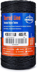 HONGDA Tarred Bank Line Twine, 465 Feet Nylon Twine #36 Bank Line-Black Nylon String 2.3mm, Black Strong Twisted Seine Rope Ideal for Gardening, Construction, Gear Tying, Bushcraft Gear