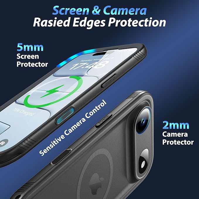 SPORTLINK for iPhone Air Case, IP68 Waterproof Military Protective Full Body Heavy Duty Shockproof 360 Sealed Dustproof with Camera Screen Protector Phone Cover for iPhone Air 6.5" Mag/Black