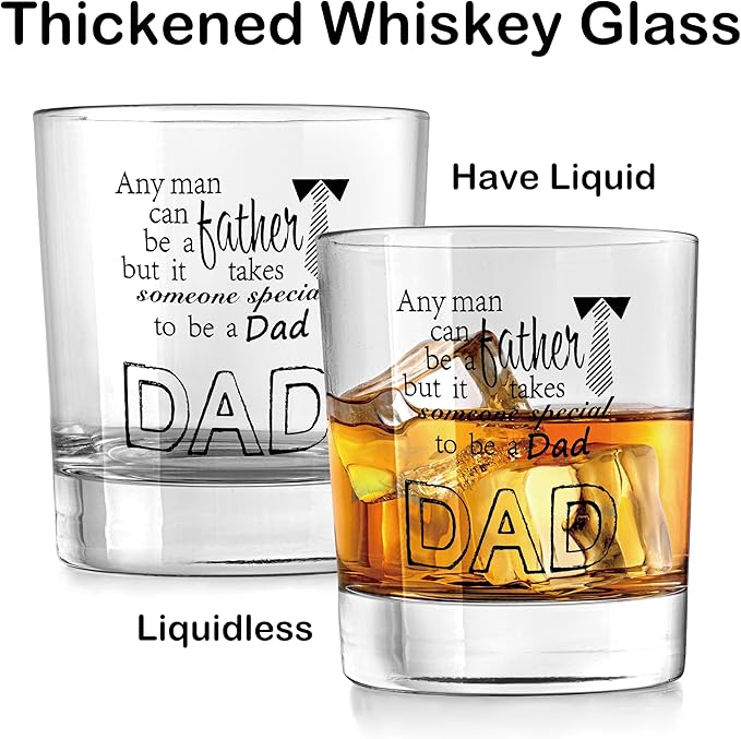 Nogrit Dad Whiskey Glasses 10 oz, Best Dad Gifts for Father's Day Birthday, Father Daddy Gifts Old Fashioned Rocks Glasses for Drinking Cocktail Scotch Vodka Tequila Rum